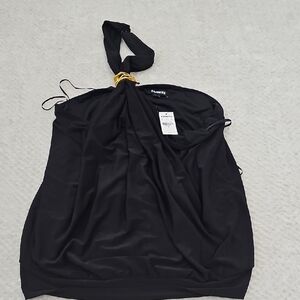 Express Black Tank Top with Sleeveless Design and Asymmetrical Tie Front